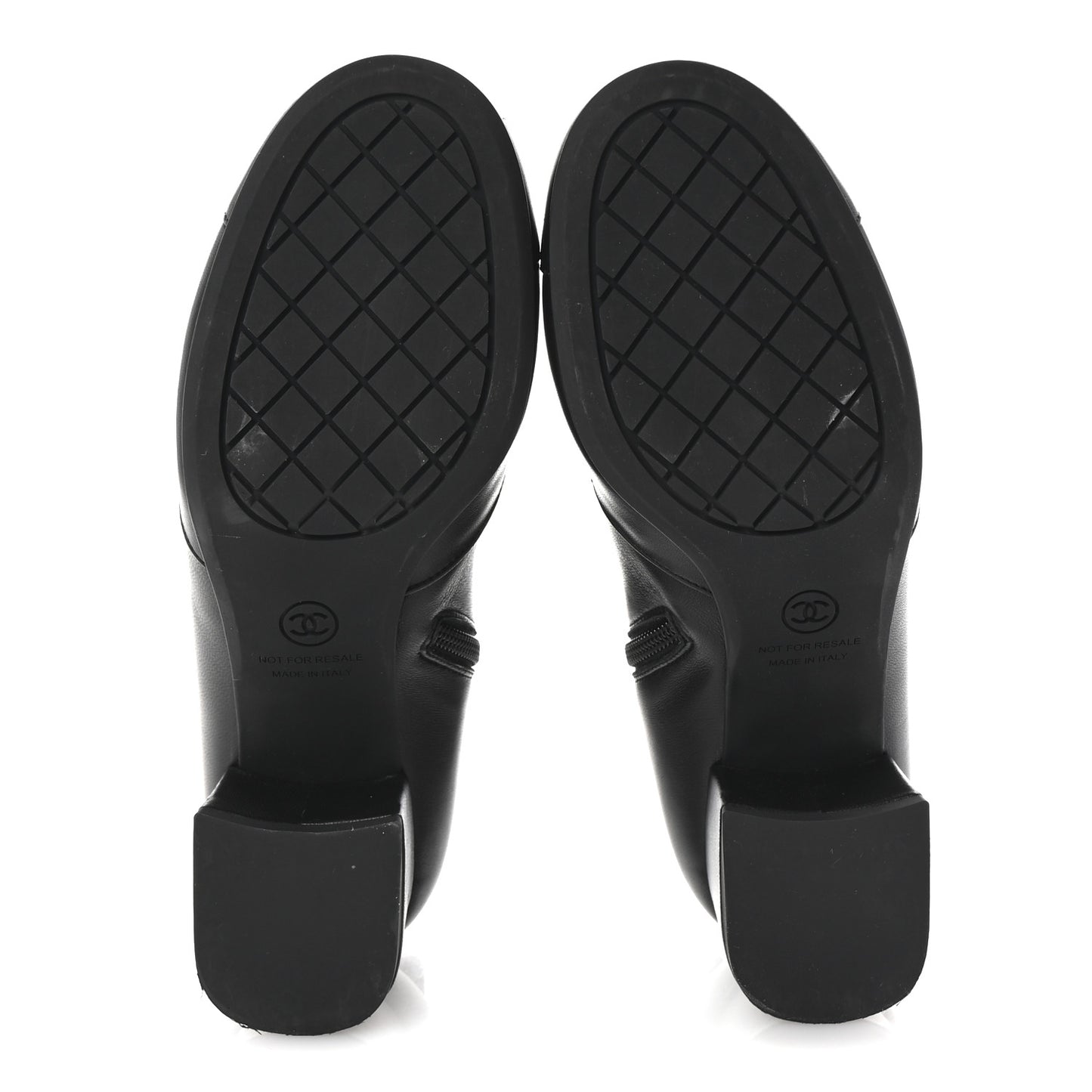 Stretch Lambskin Cap Toe CC Short Boots 38.5 Black