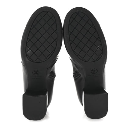 Chanel Stretch Lambskin Cap Toe CC Short Boots 38.5 Black 6 of 9