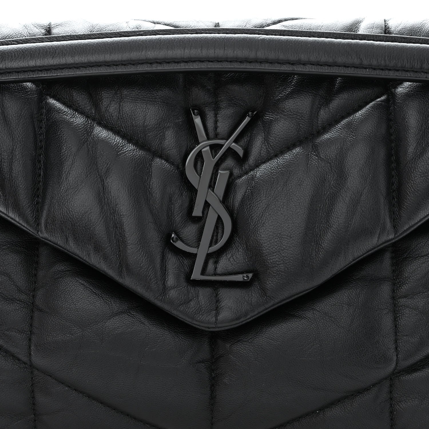 Saint Laurent Lambskin Quilted Monogram Monochrome Small Loulou Puffer Chain Satchel Black 8 of 10