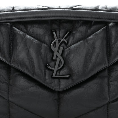 Saint Laurent Lambskin Quilted Monogram Monochrome Small Loulou Puffer Chain Satchel Black 8 of 10