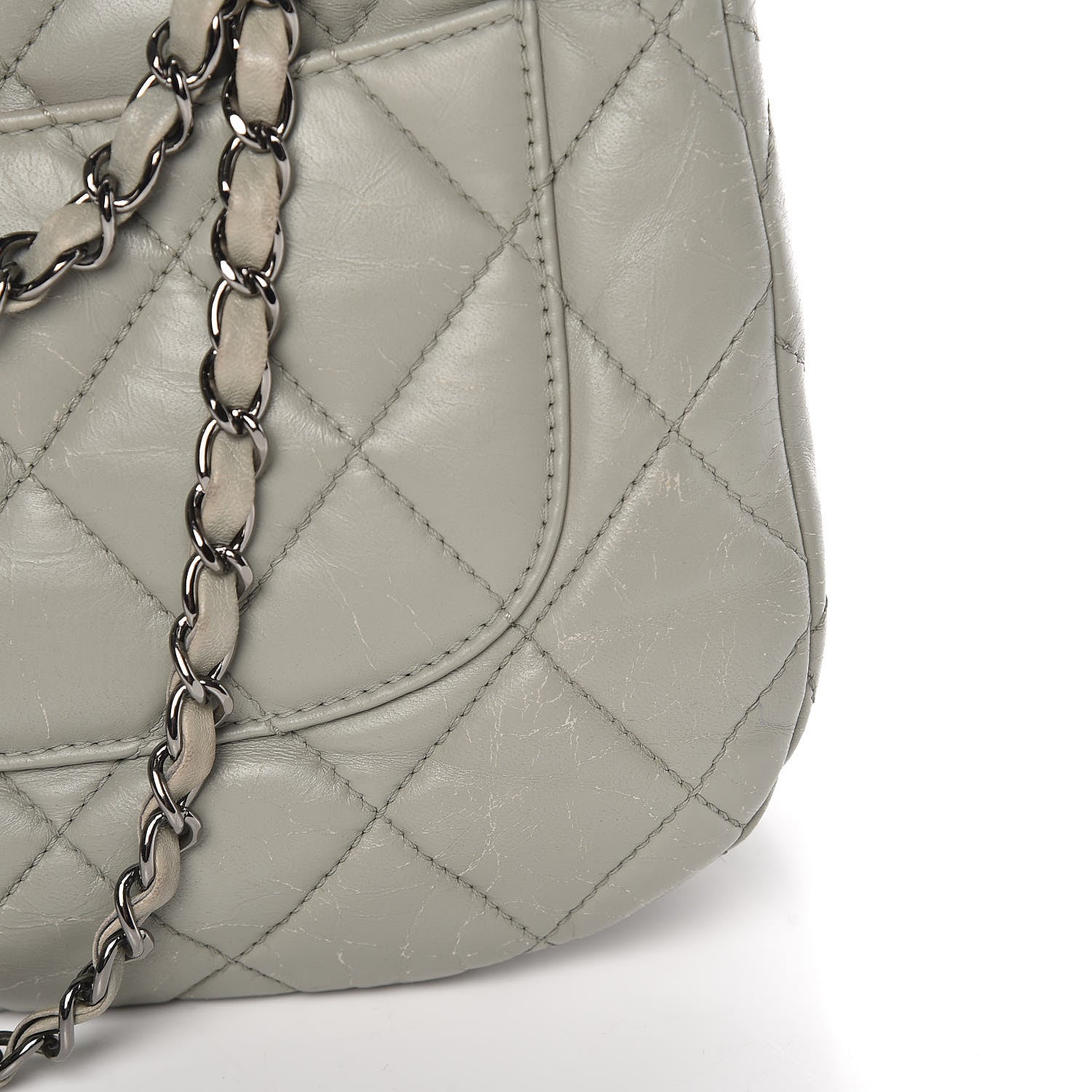 Chanel Lambskin Quilted 3 Large Flap Grey 13 of 16