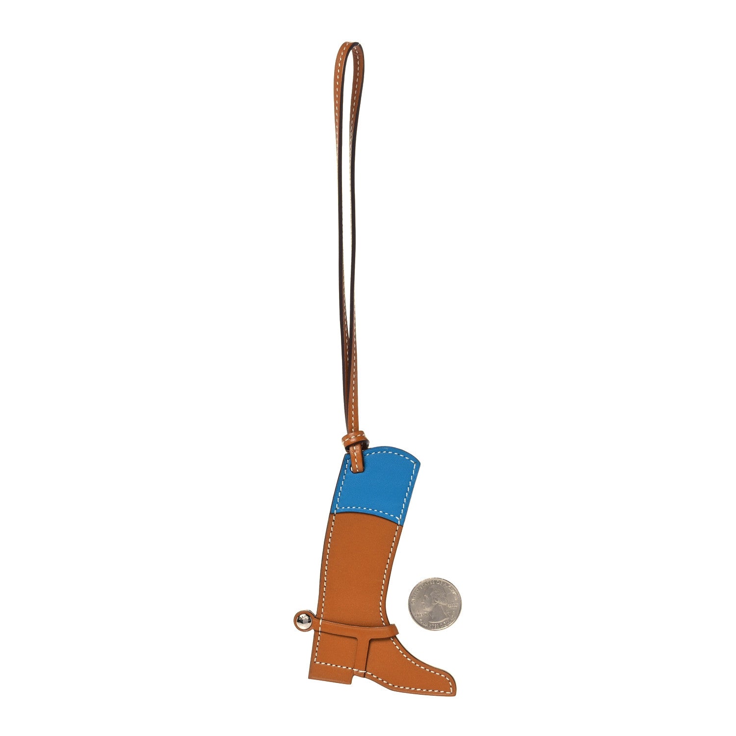 Hermes Butler Swift Paddock Botte Boot Bag Charm Natural Bleu Zanzibar 2 of 6