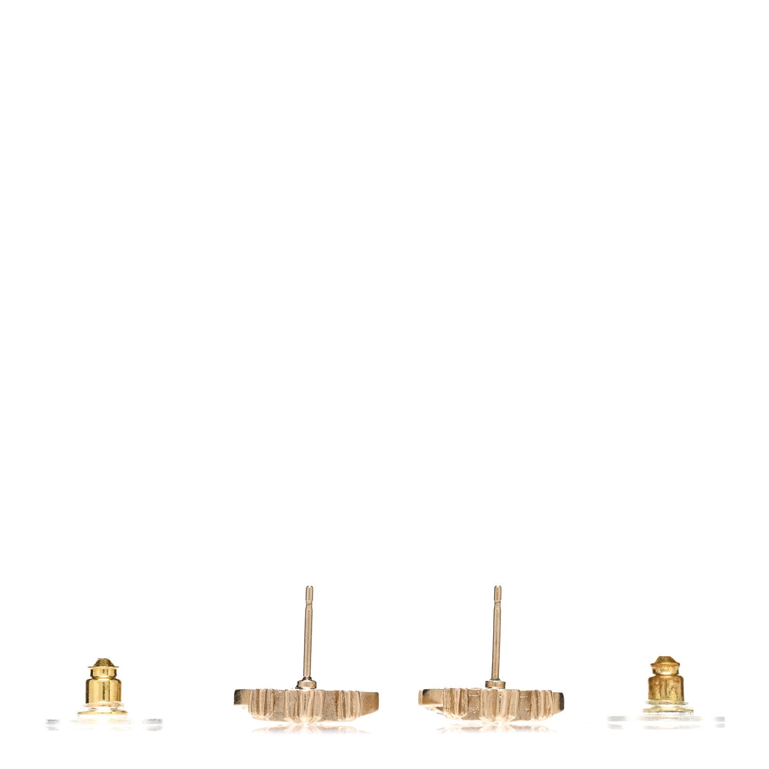 Chanel Crystal CC Crown Earrings Gold 3 of 5