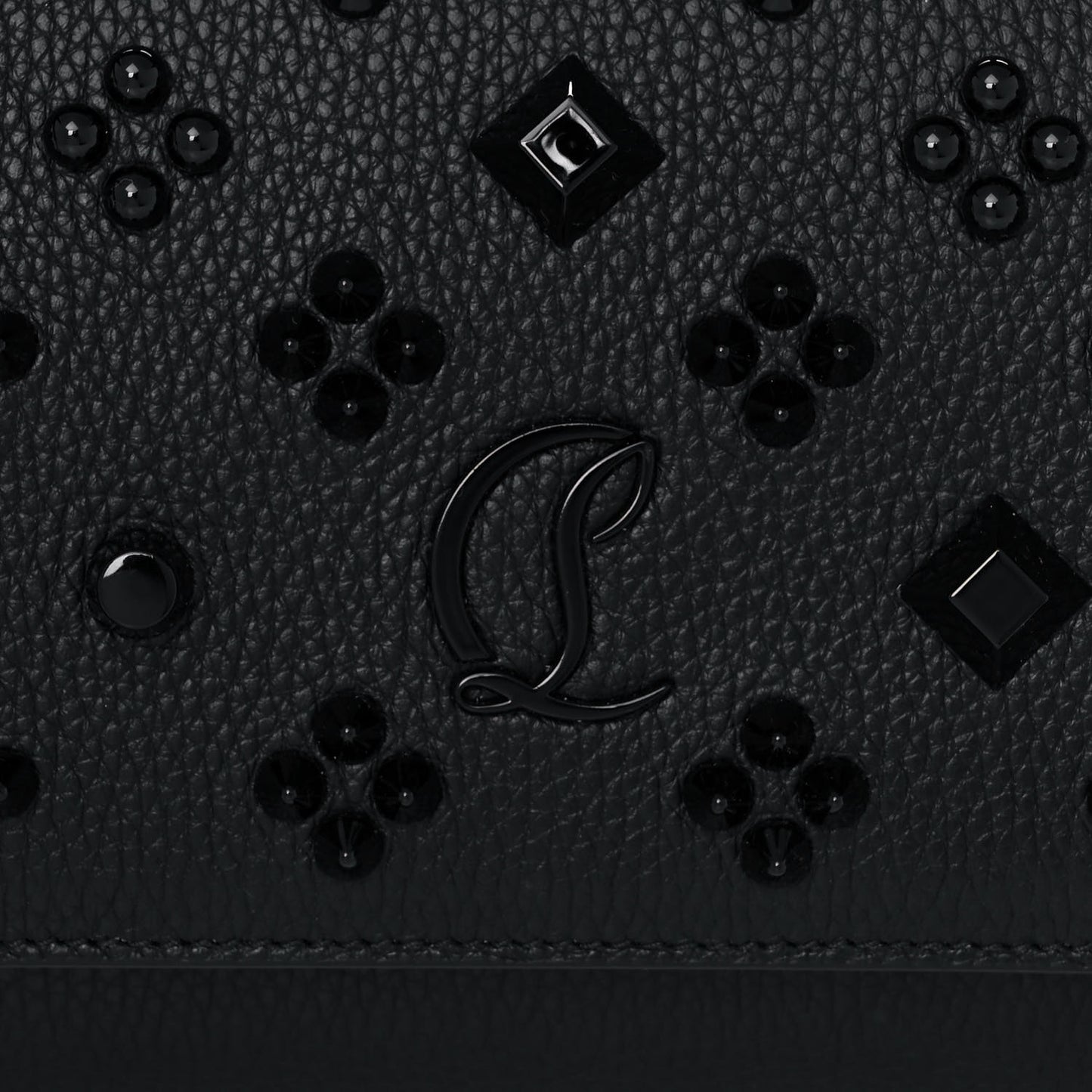 Calfskin Spikes Loubinthesky Paloma Clutch Black