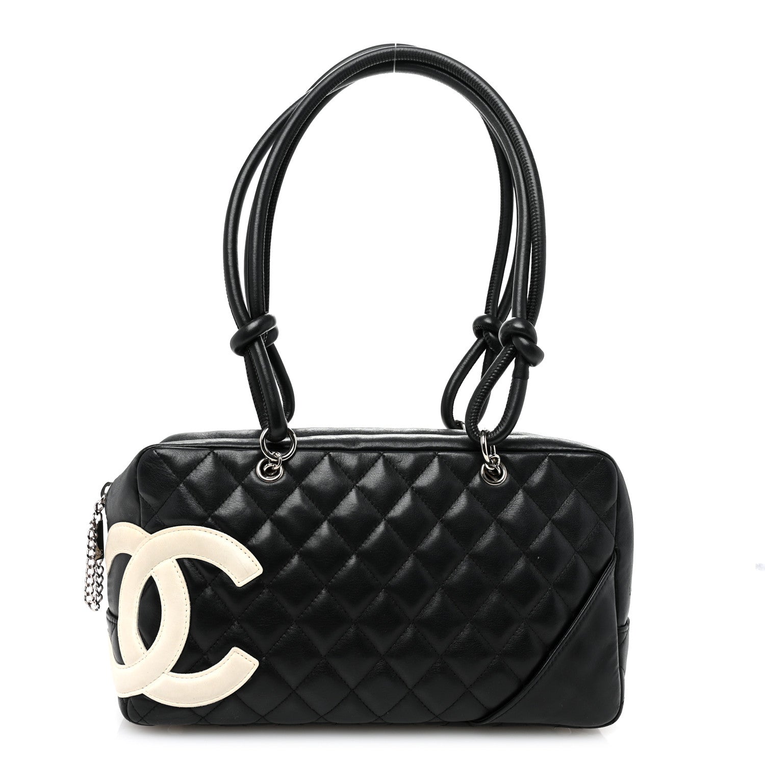Chanel Calfskin Quilted Large Cambon Bowler Black White 1 of 10