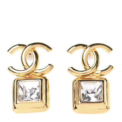 Chanel Large Crystal CC Drop Earrings Gold 1 of 3