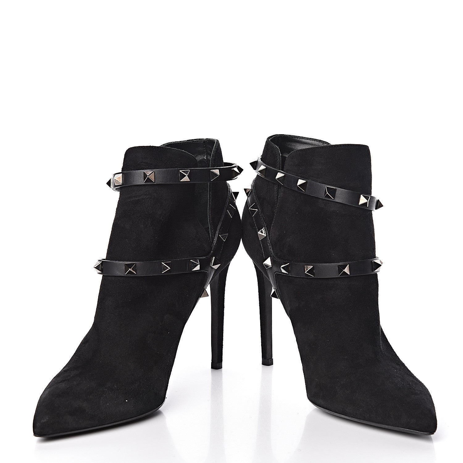 Valentino Garavani Suede Rockstud Double Buckle 100mm Ankle Boots 38 Black 9 of 11
