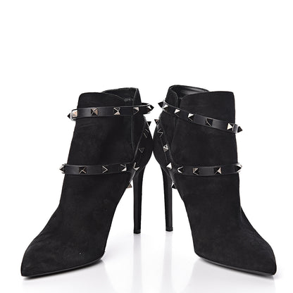 Valentino Garavani Suede Rockstud Double Buckle 100mm Ankle Boots 38 Black 9 of 11