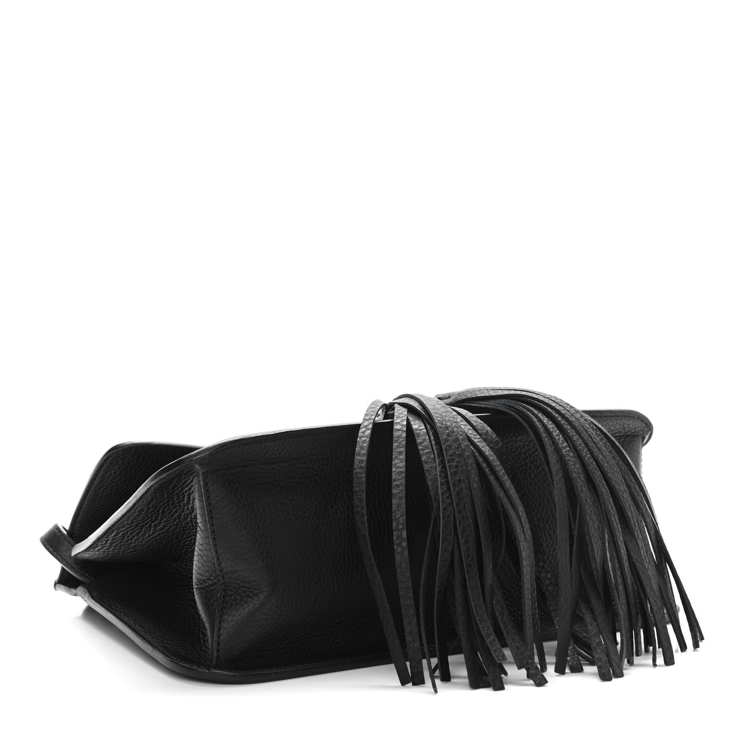 Gucci Pebbled Calfskin Medium Bamboo Daily Flap Shoulder Bag Black 4 of 9