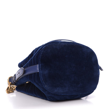 Gucci Velvet Matelasse GG Marmont Bucket Bag Cobalt Blue 4 of 9
