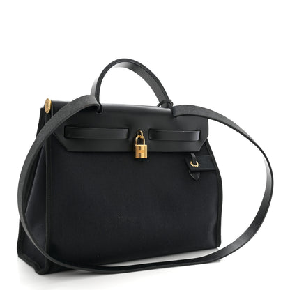 Hermes Military Toile Vache Hunter Herbag Zip PM 31 Black 4 of 10