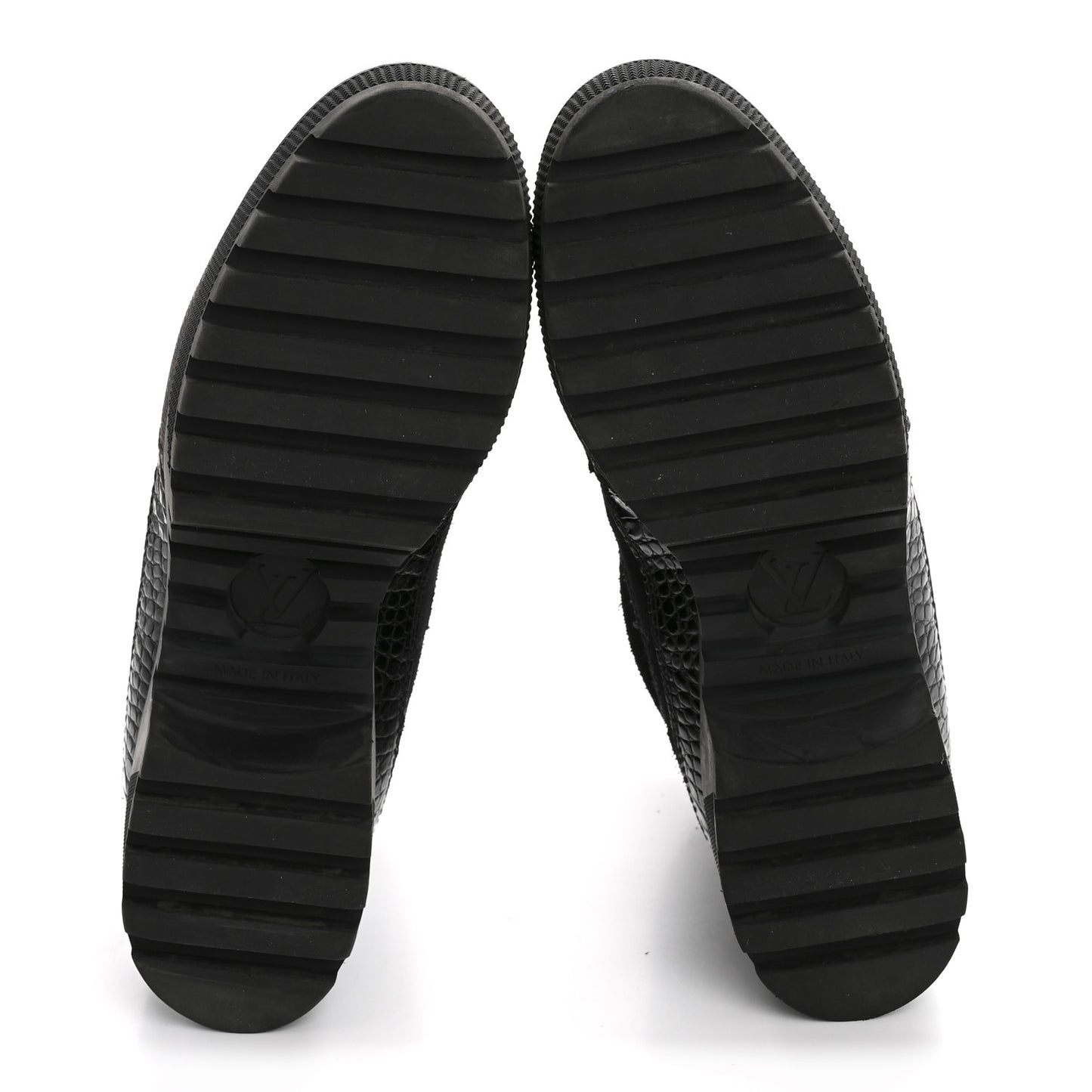 Suede Calfskin Crocodile Embossed Patent Monogram Laureate Platform Desert Boots 39 Black