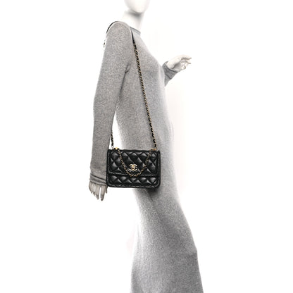 Chanel Shiny Lambskin Flap Clutch With Chain Black 2 of 10
