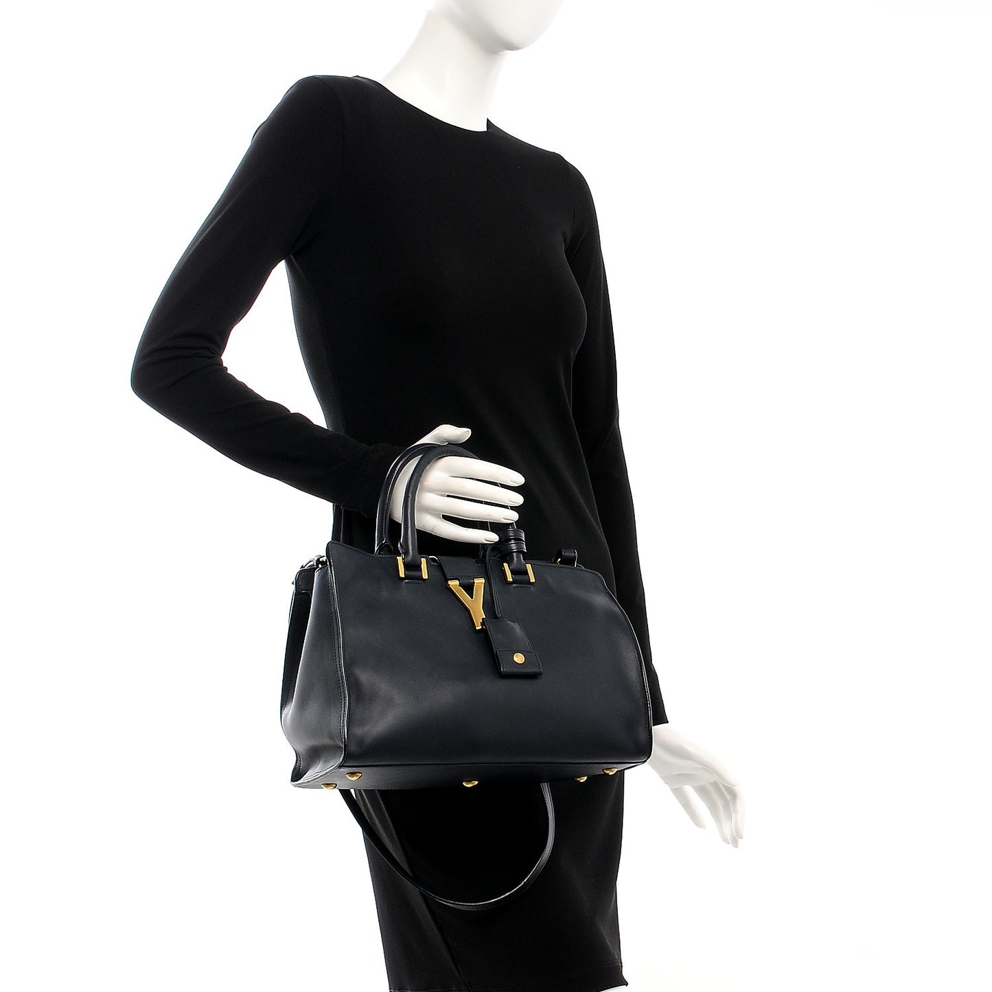 Calfskin Small Classic Y Cabas Navy Blue