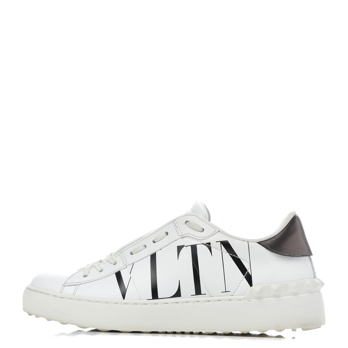Calfskin VLTN Rockstud Open Sneakers 36 White