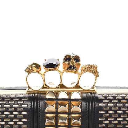 Alexander McQueen Nappa Studded Skull Knuckle Box Clutch Black 3 of 8