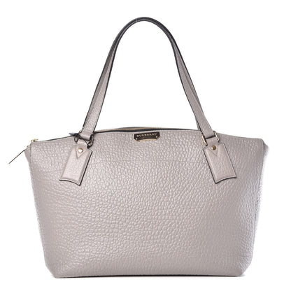 Burberry Signature Grain Calfskin Medium Welburn Tote Pale Grey 1 of 10
