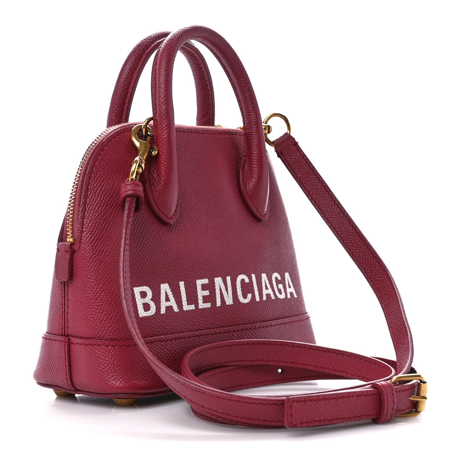 Balenciaga Signature Grained Calfskin Logo XXS Ville Top Handle Bag Rouge Grenat White 3 of 16