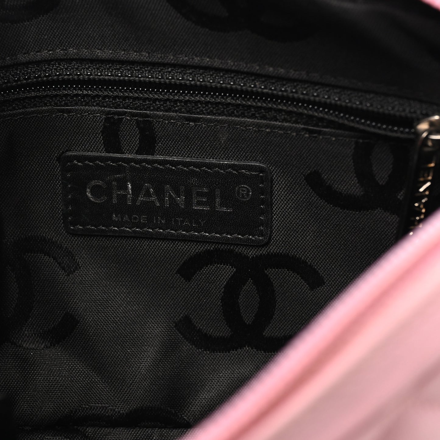 Calfskin Quilted Cambon Pochette Pink Black