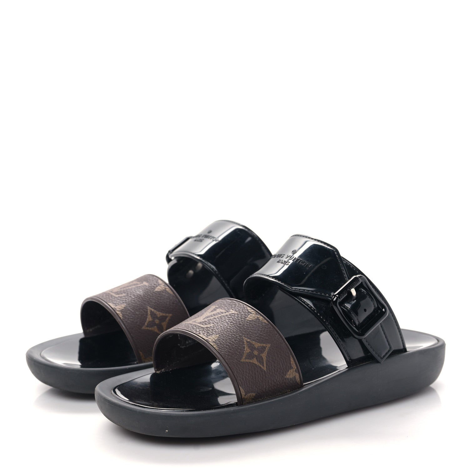 Louis Vuitton Monogram Sunbath Flat Mule Sandals 37 Black 3 of 8