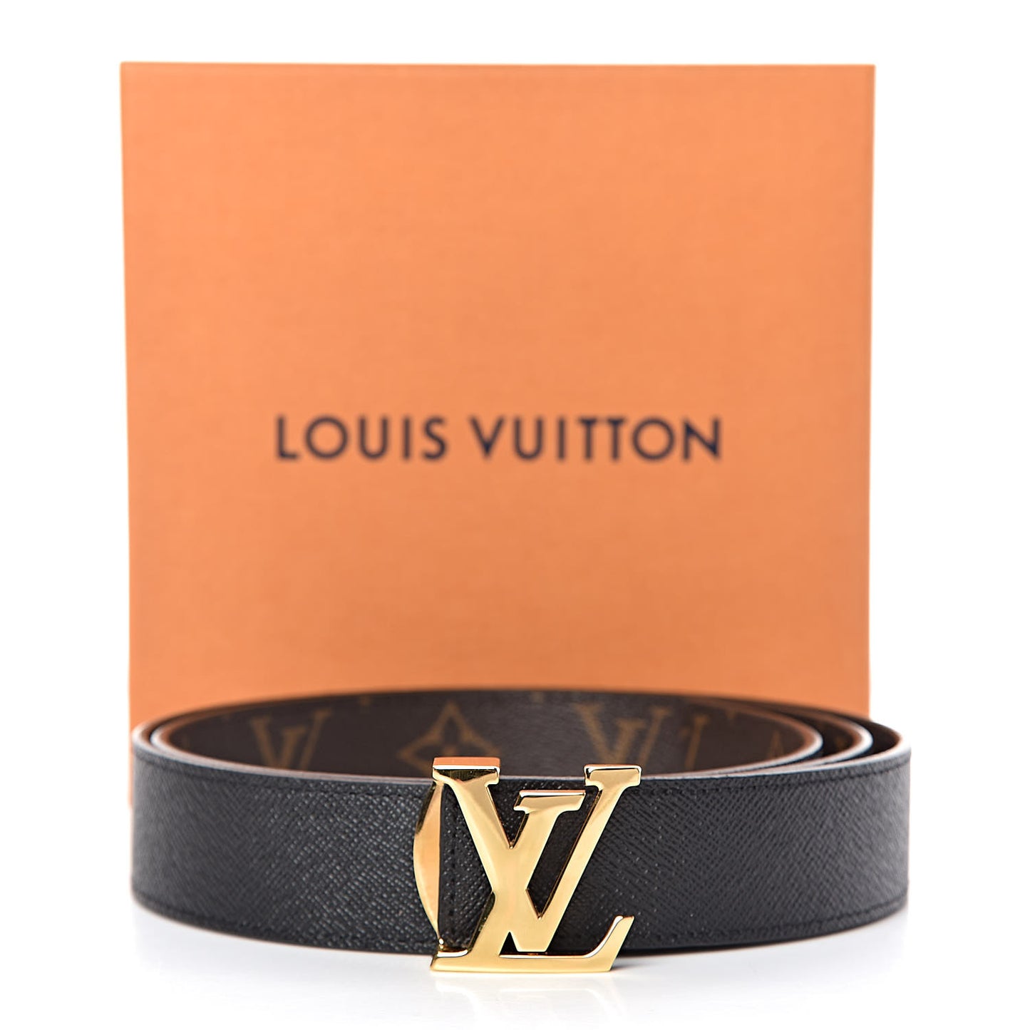 Calfskin Monogram 30mm LV Initiales Reversible Belt 90 36 Black