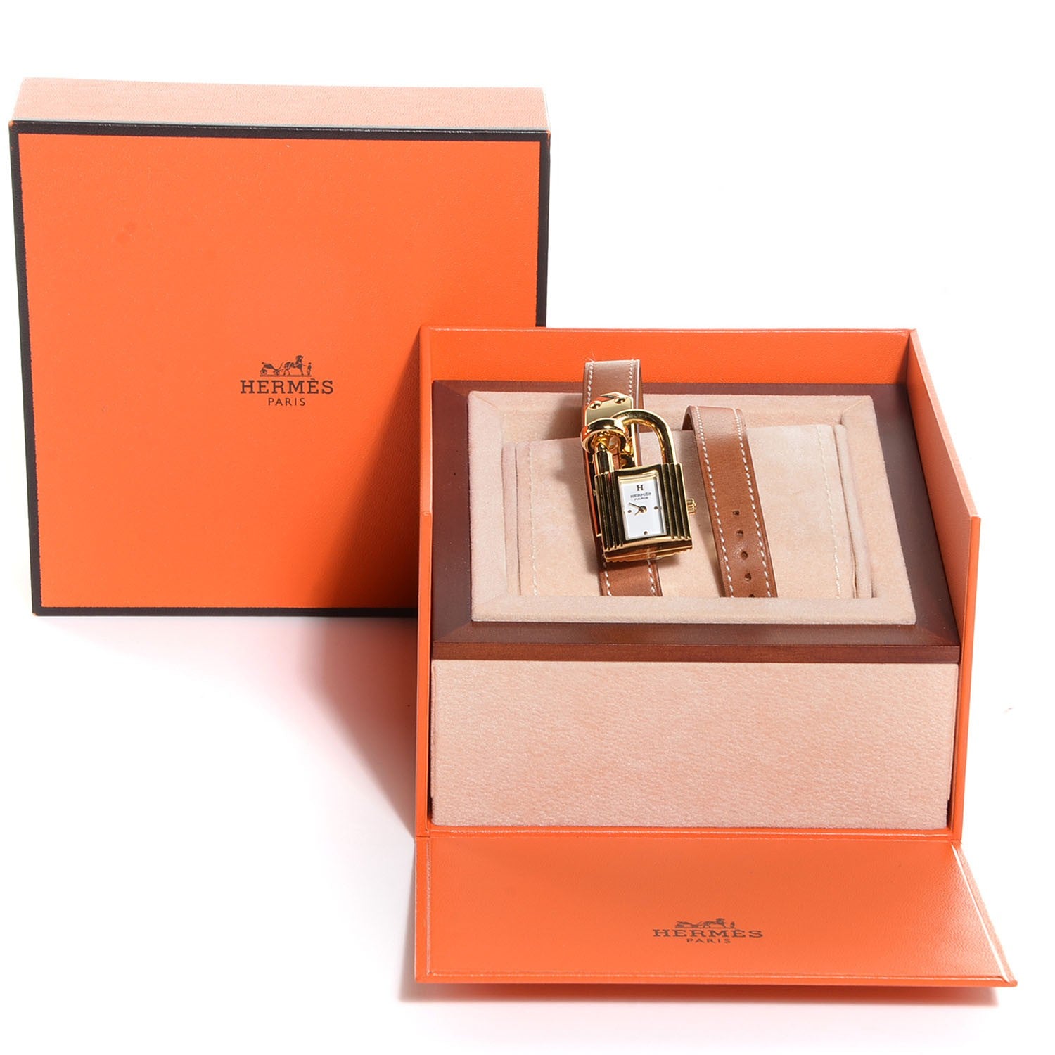 Hermes Stainless Steel Barenia 20mm Kelly Cadena Double Tour Quartz Watch Fauve 5 of 11