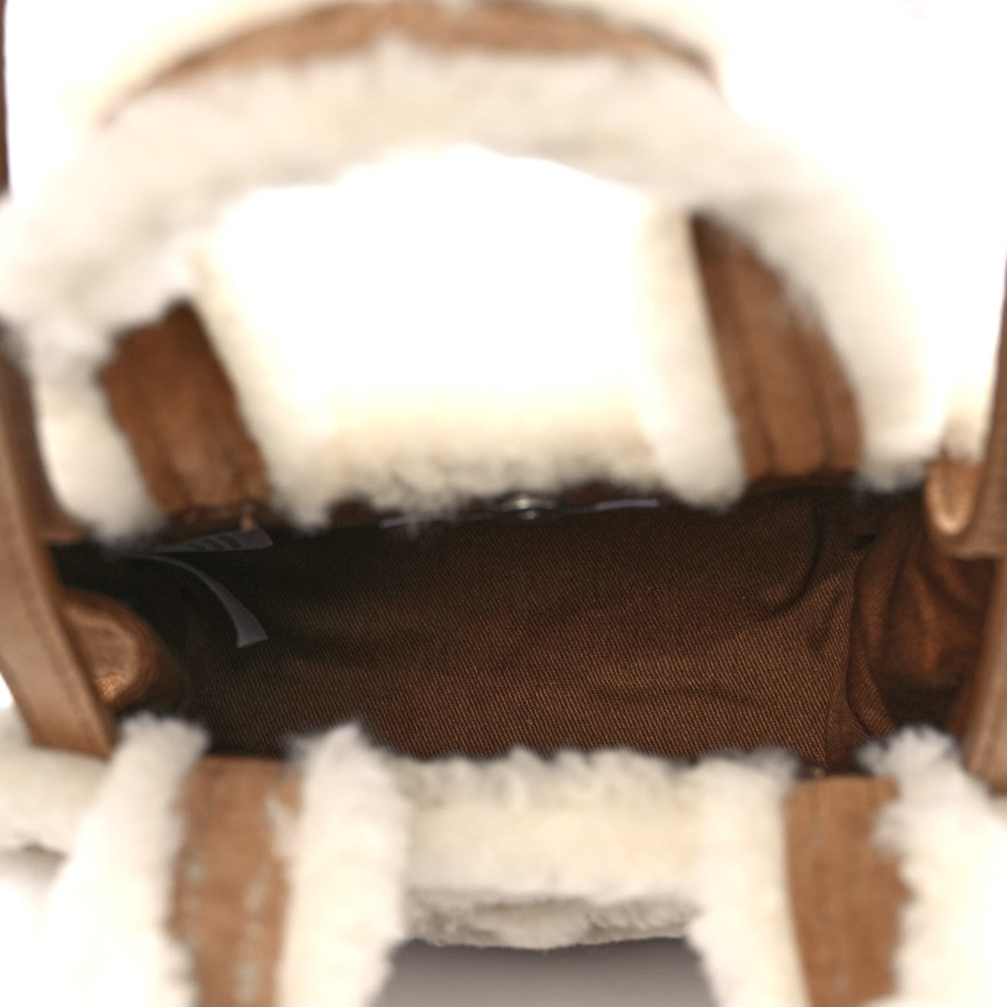 X UGG Suede Shearling Small Shopping Bag Chestnut