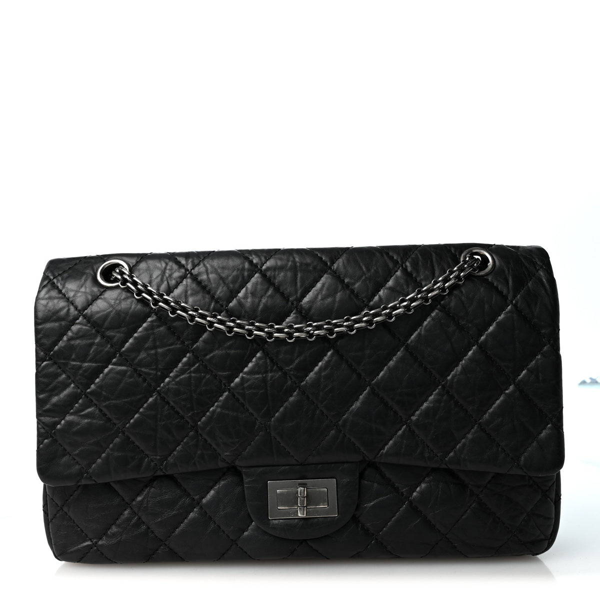 Aged Calfskin Quilted 2.55 Reissue 227 Flap Black