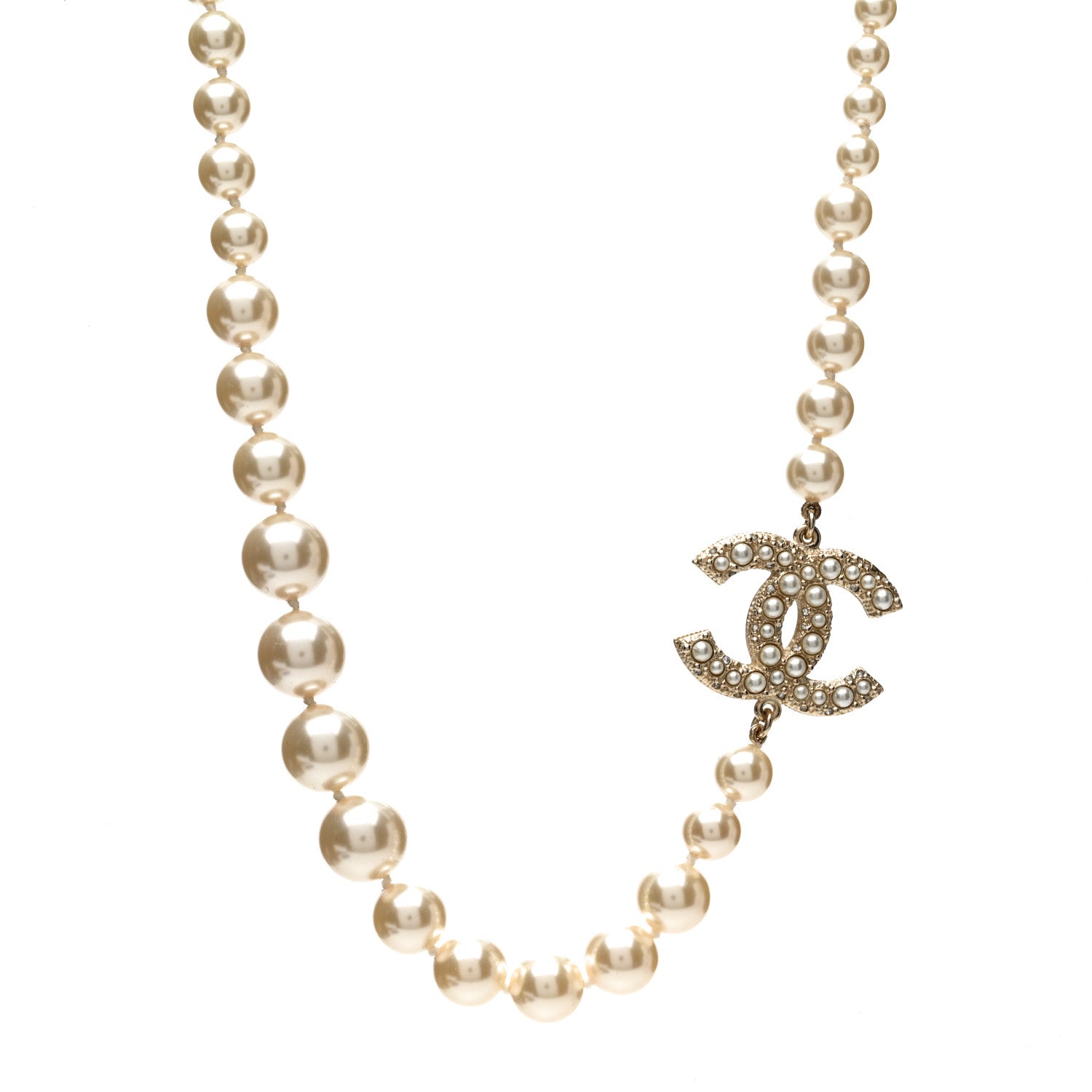 Chanel Pearl CC 100th Anniversary Necklace Light Gold 1 of 6