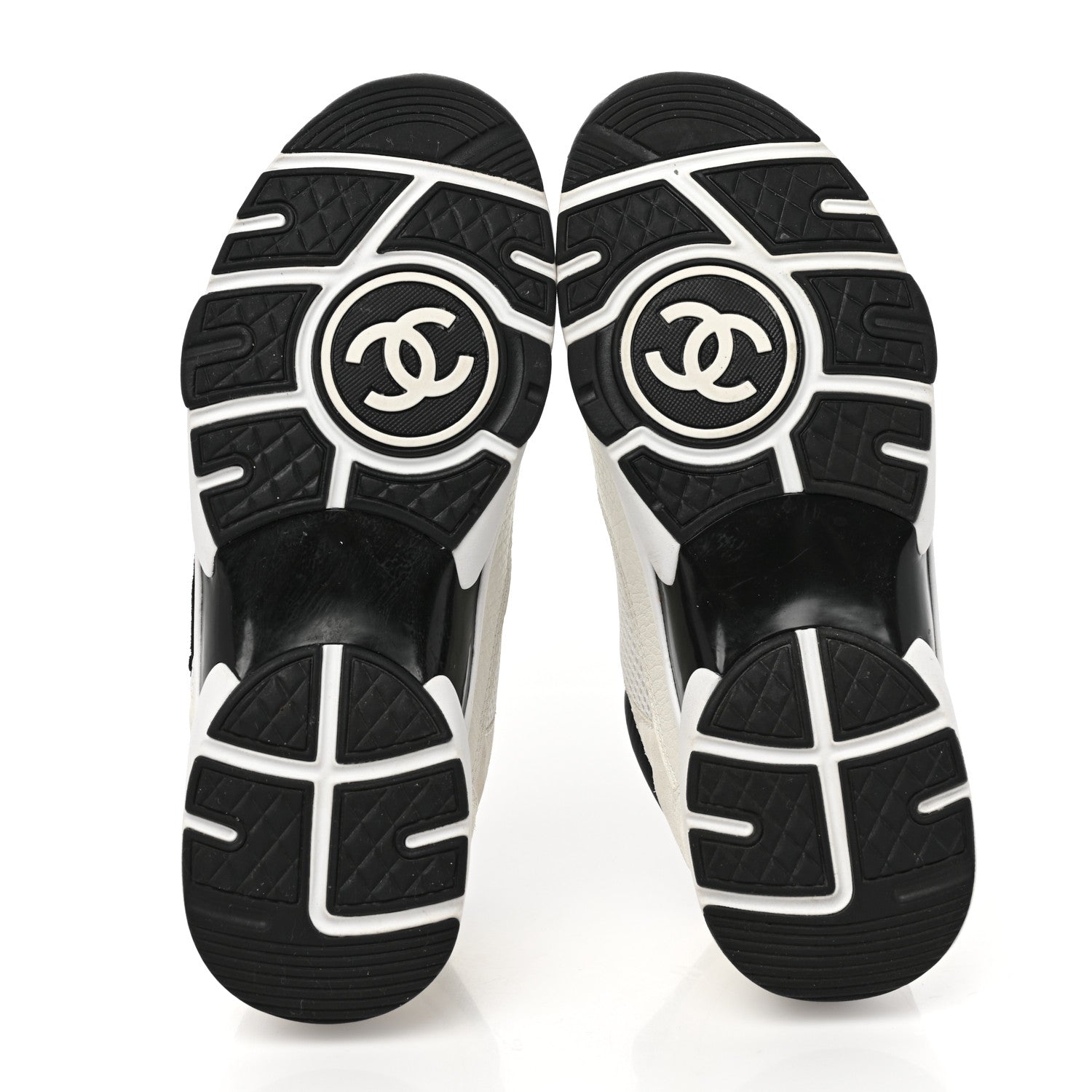 Chanel Mesh Suede Grained Calfskin Womens CC Sneakers 38 Black White 5 of 8