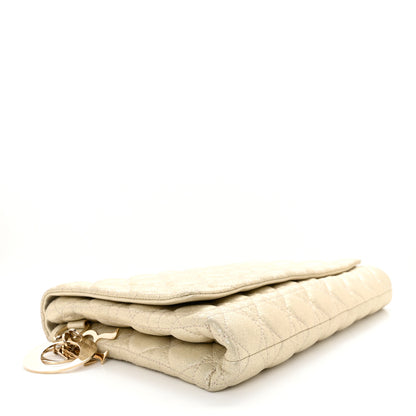 Christian Dior Metallic Goatskin Cannage Flap Clutch Light Gold 4 of 8