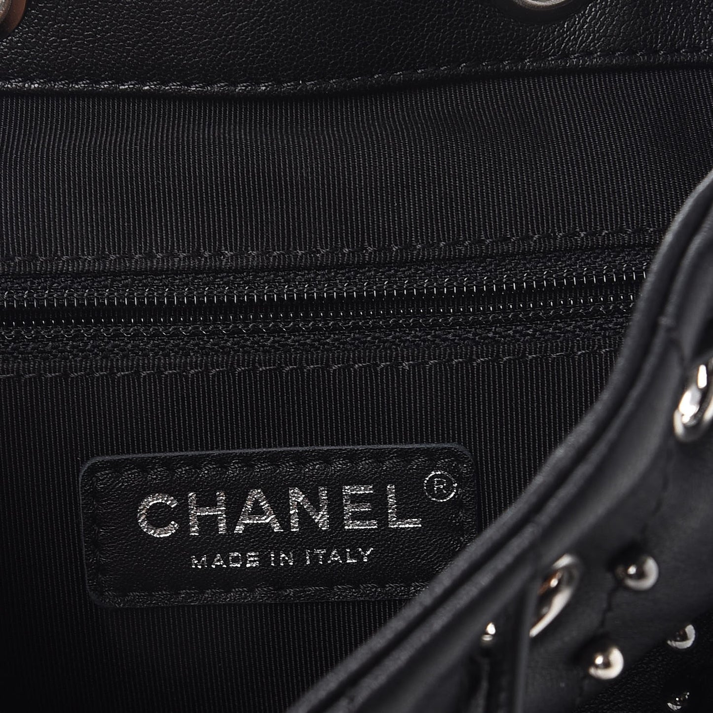 Lambskin Chevron Quilted Studded Stud Wars Backpack Black