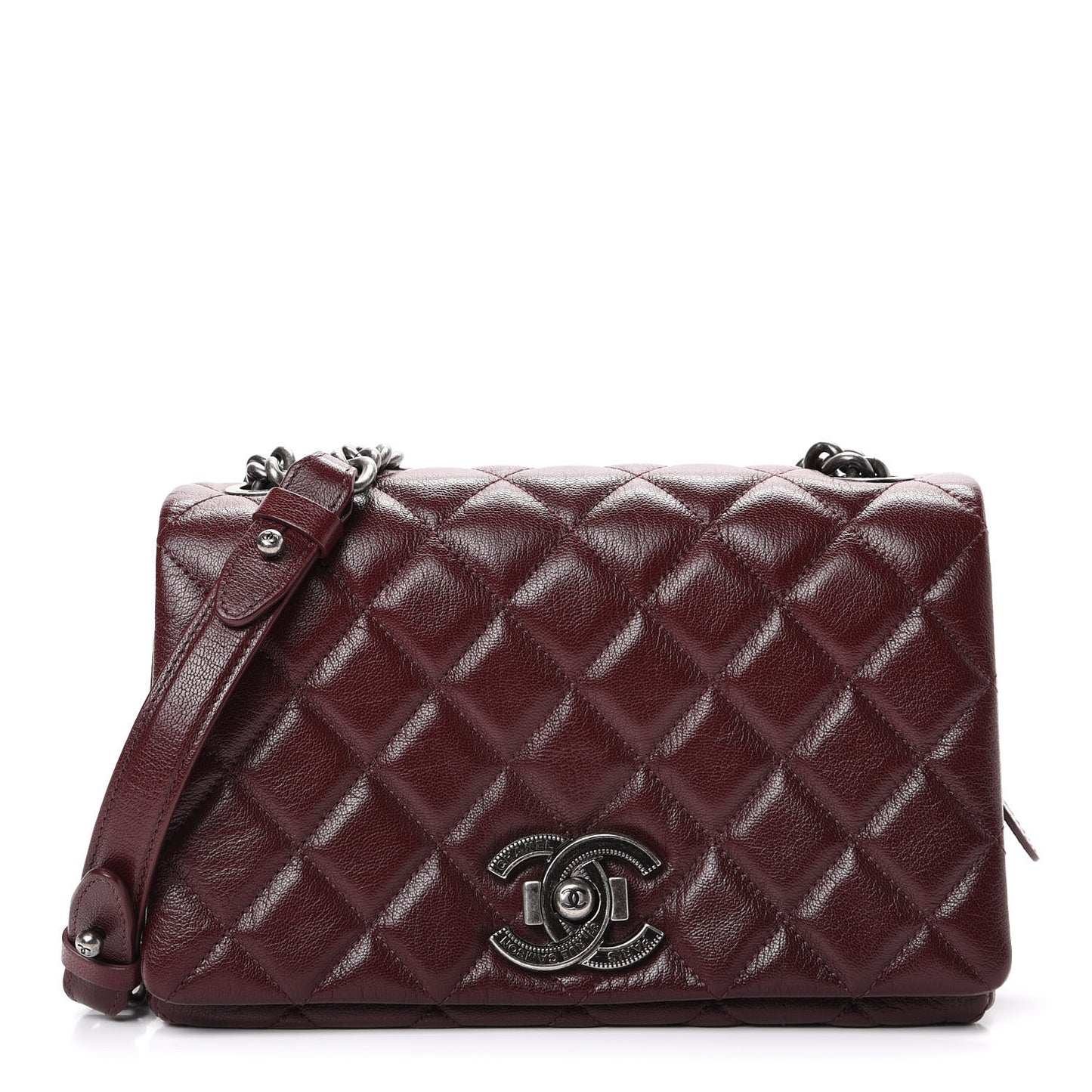Goatskin Quilted Medium City Rock Flap Burgundy