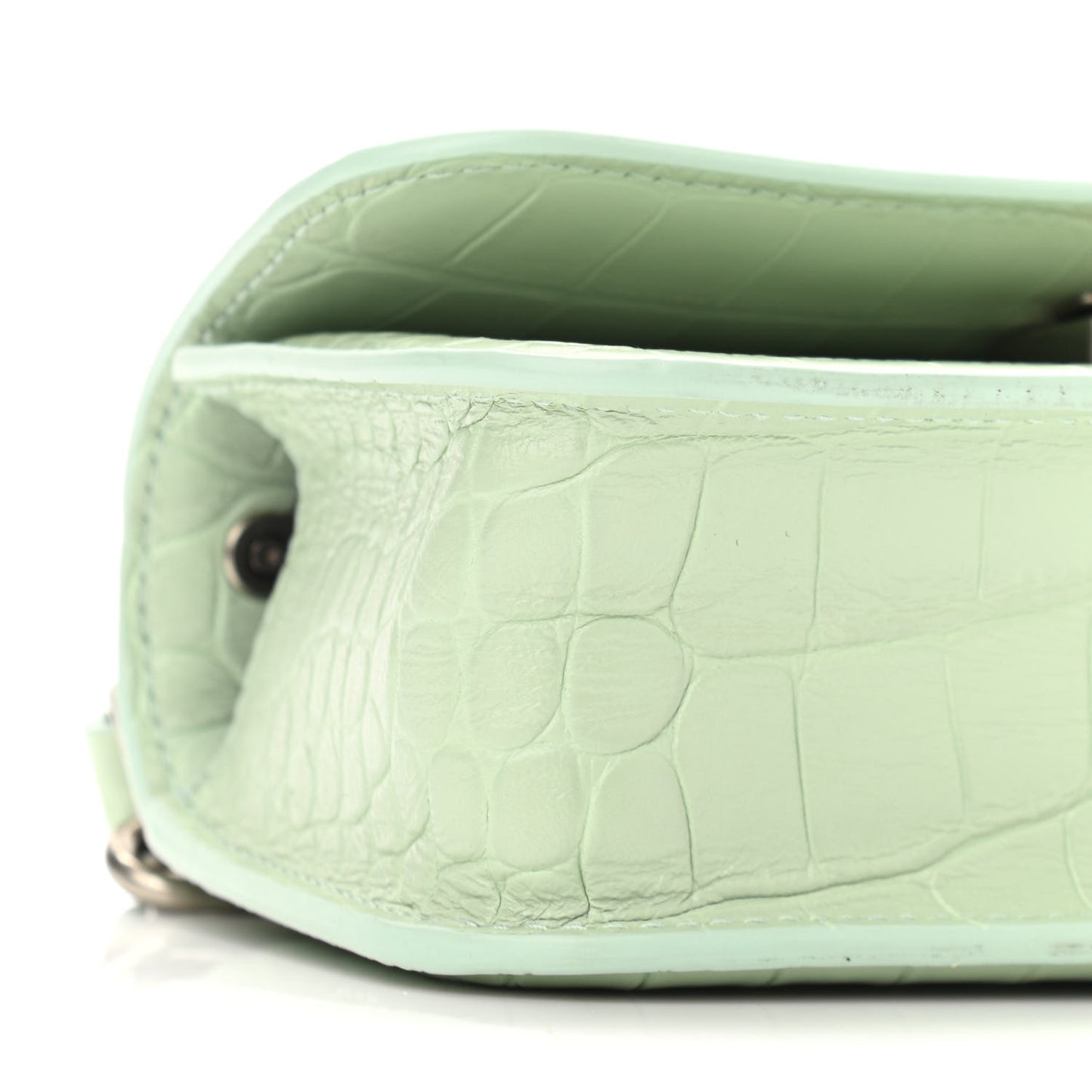 Extra Supple Calfskin Crocodile Embossed Gossip Chain Bag XS Light Green