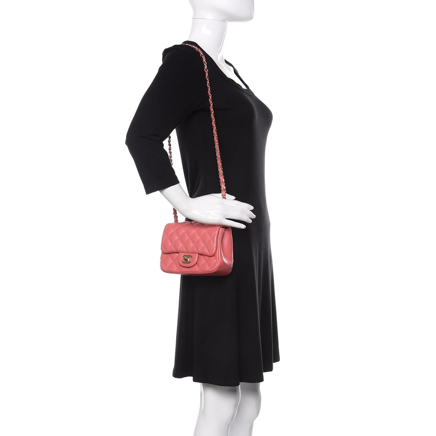 Caviar Quilted Mini Square Flap Pink