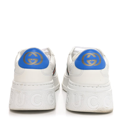 Gucci Calfskin Web Perforated Womens Platform 55mm Sneakers 38.5 White Bright Splash 6 of 10