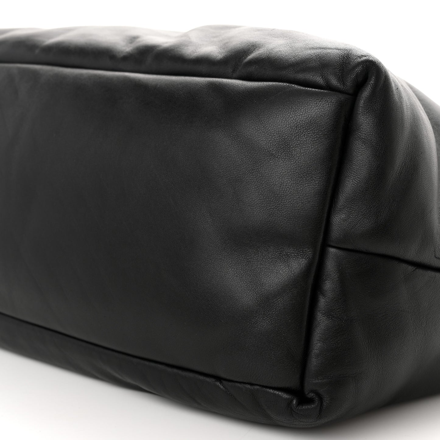 Lambskin Wide Puffer Tote Black