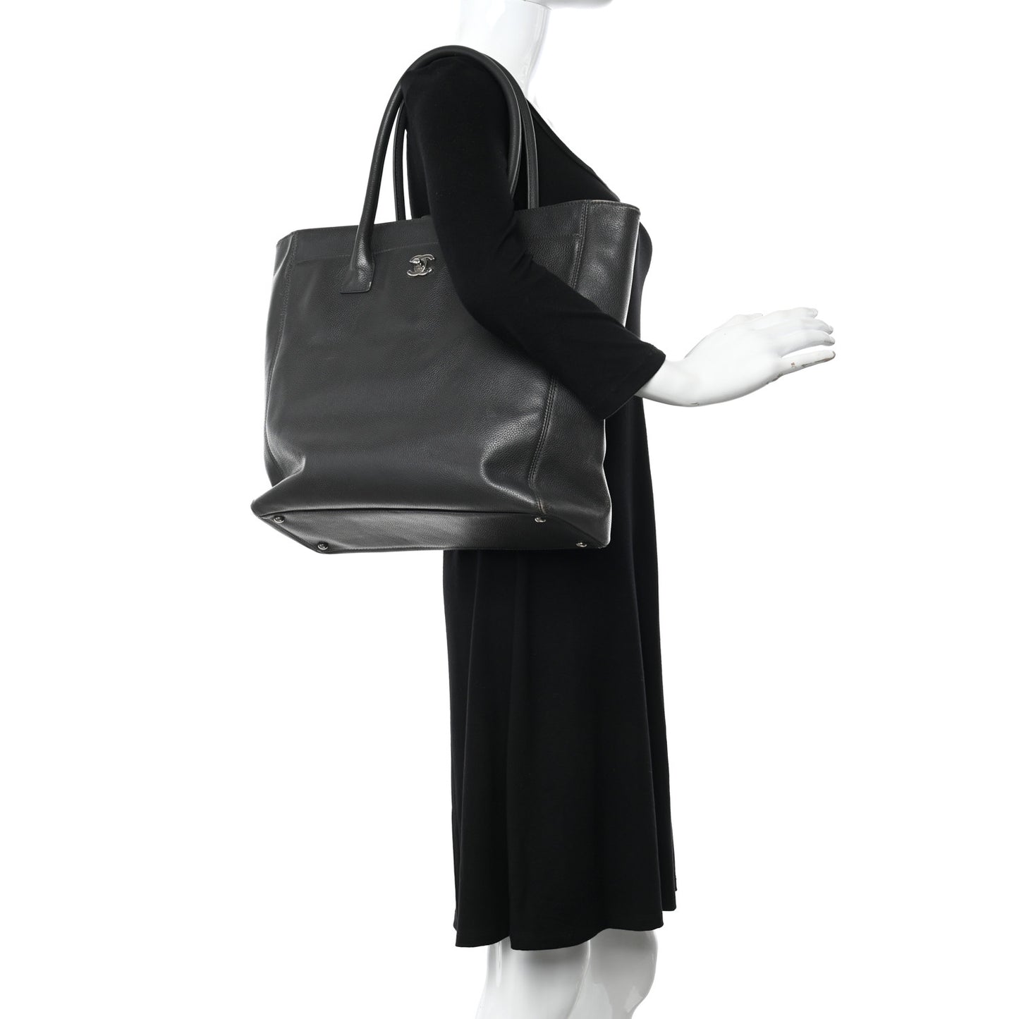 Calfskin Tall Cerf Tote Dark Grey