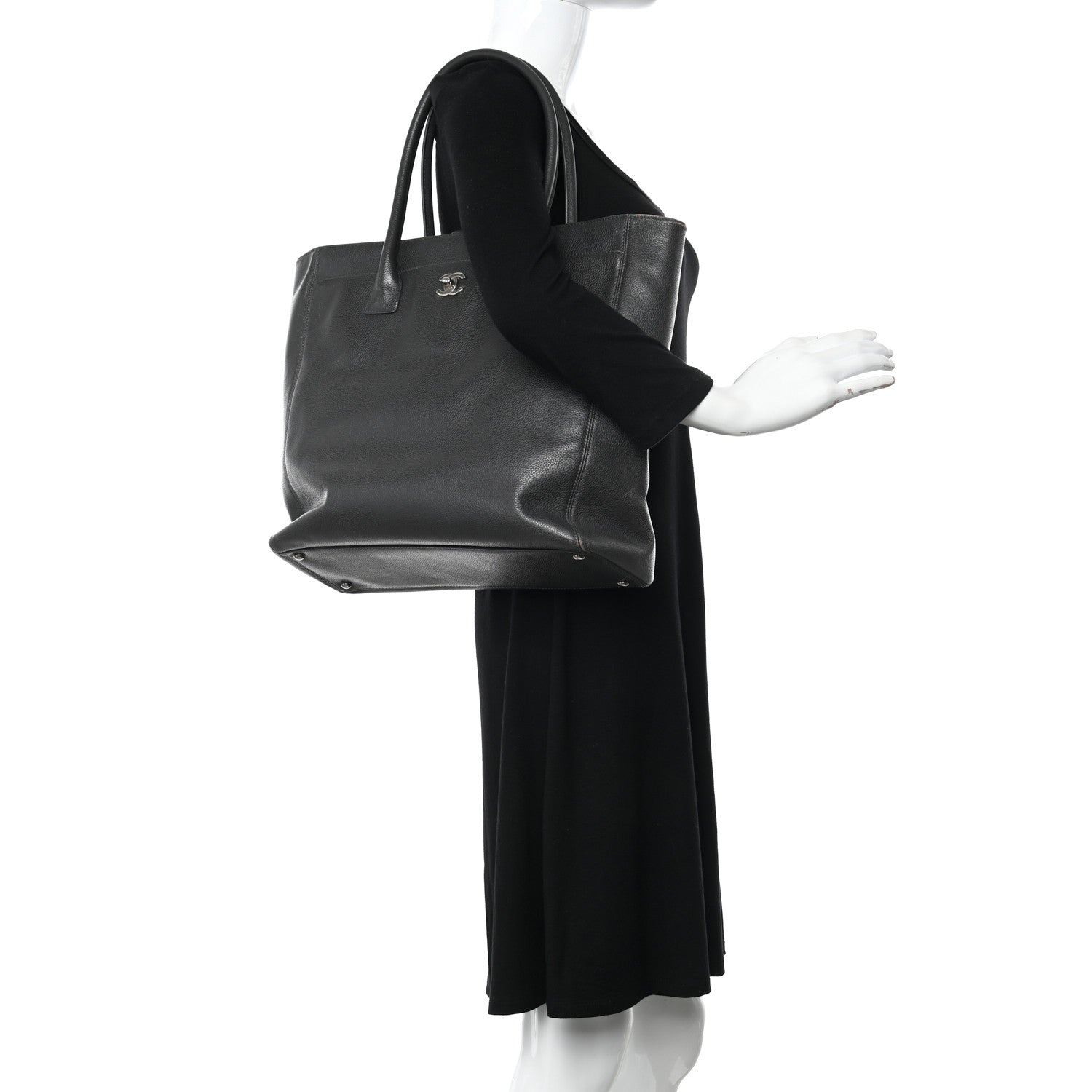 Chanel Calfskin Tall Cerf Tote Dark Grey 2 of 11