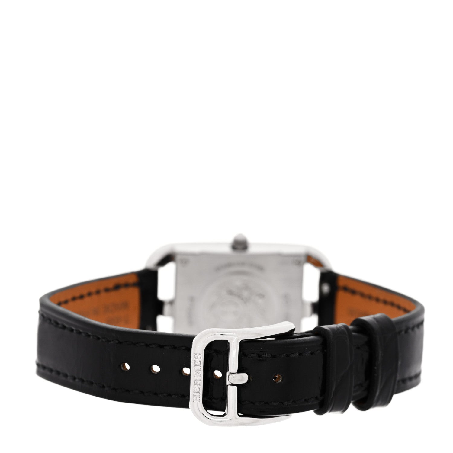 Hermes Stainless Steel Alligator Diamond Bezel 23mm Cape Cod Quartz Watch Noir 3 of 5