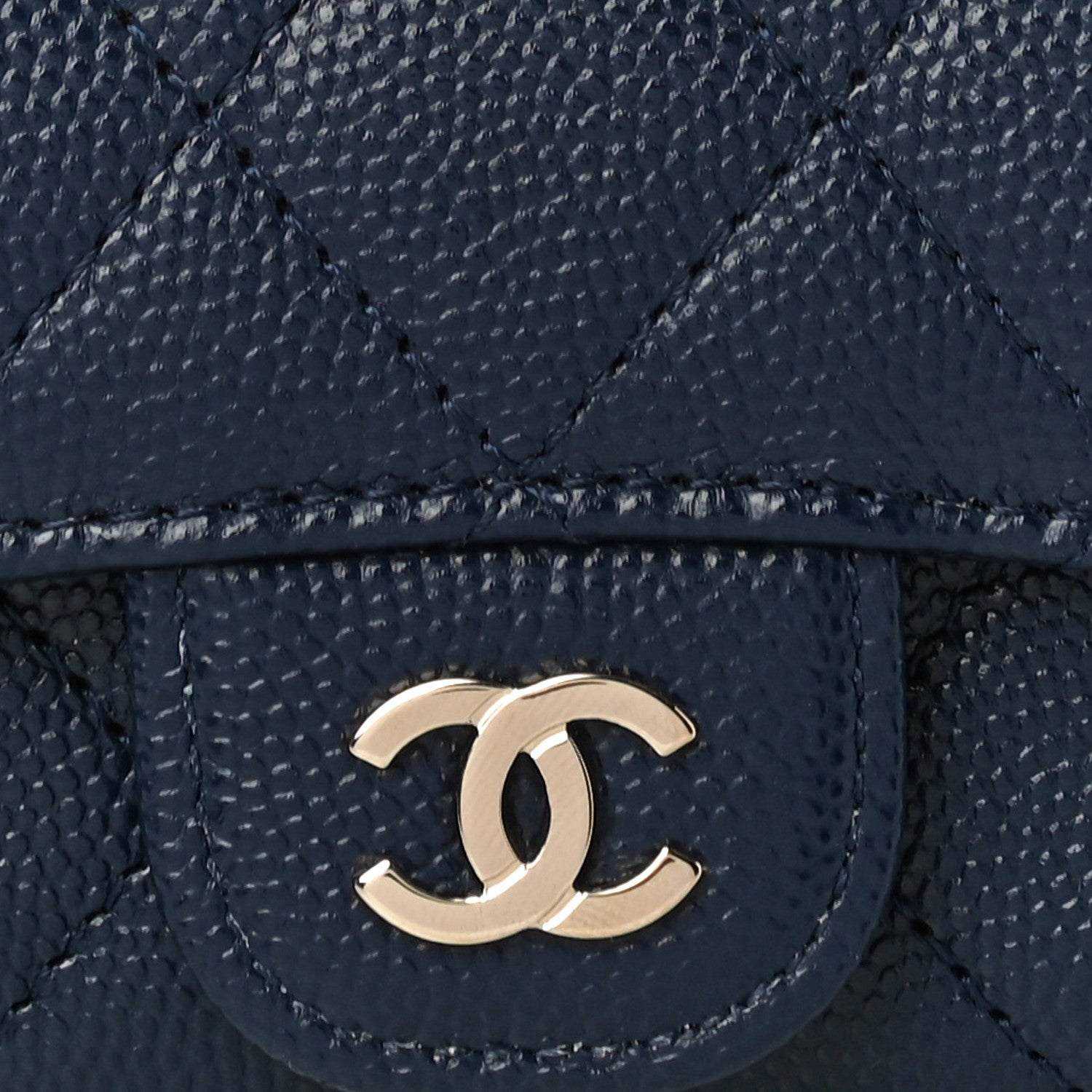 Chanel Caviar Quilted Flap Card Holder Wallet Navy Blue 11 of 12