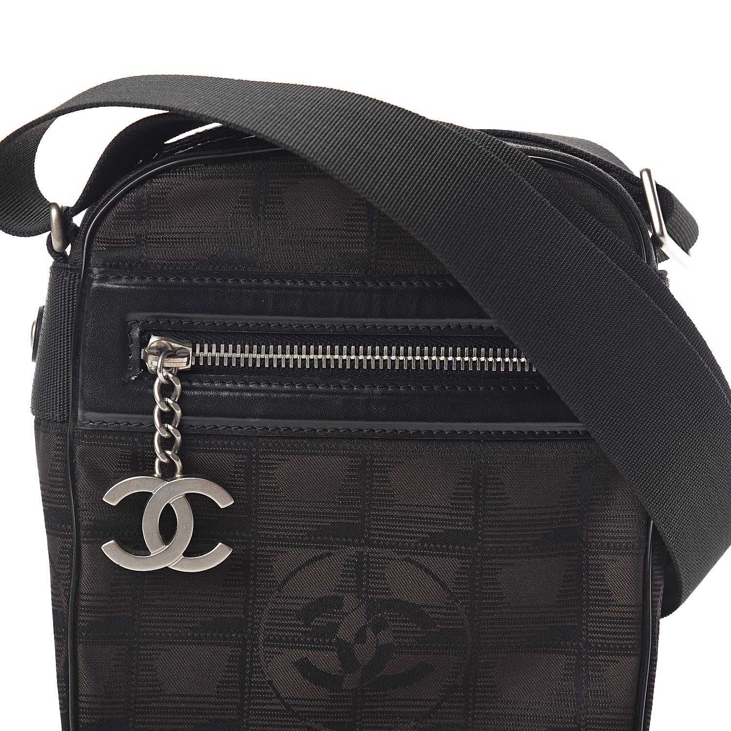 Chanel Nylon Travel Crossbody Bag Brown Black 8 of 10