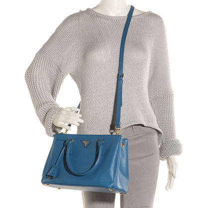 Prada Saffiano Lux Small Double Zip Tote Cobalto 2 of 7
