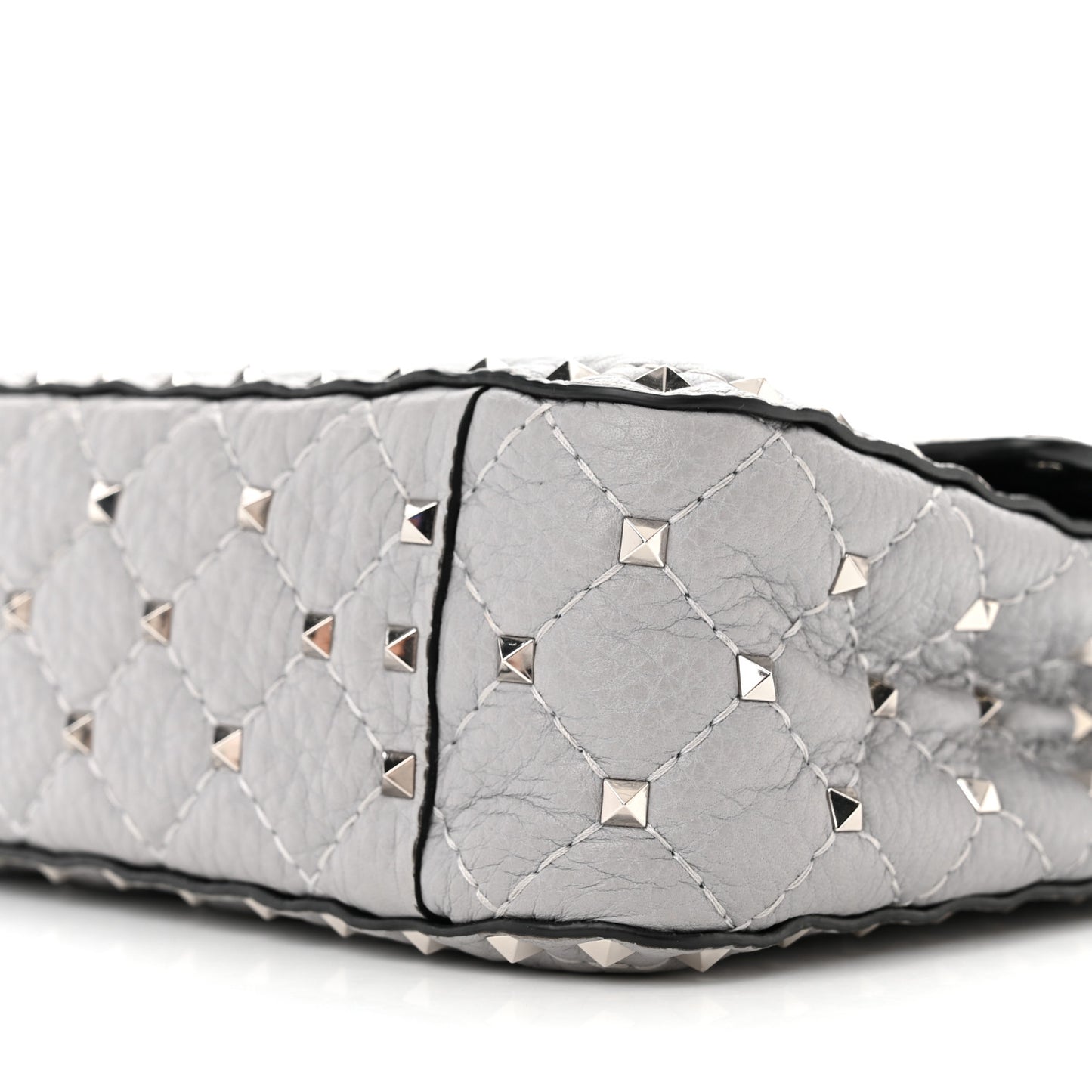 Grained Calfskin Ombre Medium Rockstud Spike Shoulder Bag Grey