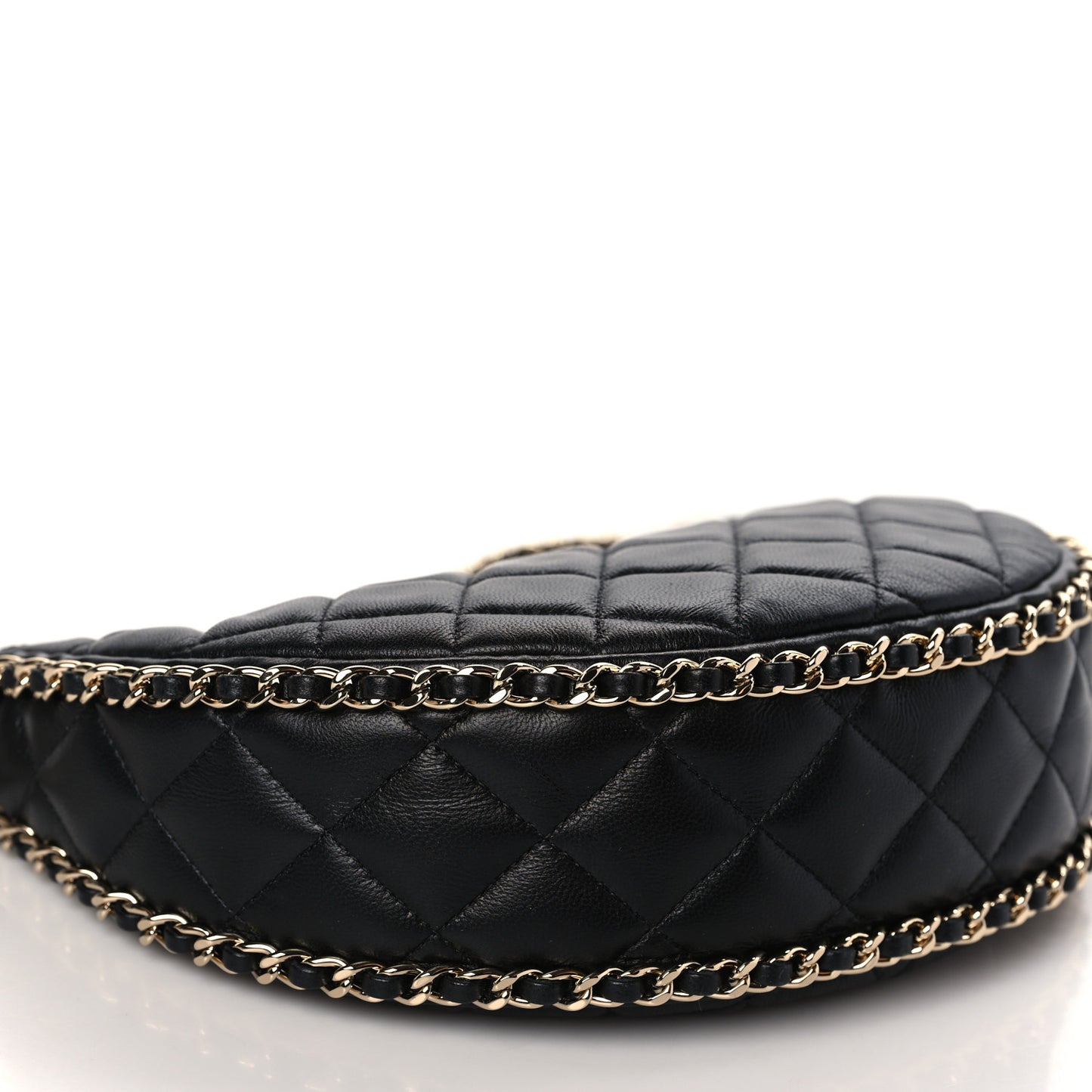 Lambskin Quilted Small Hobo Bag Black