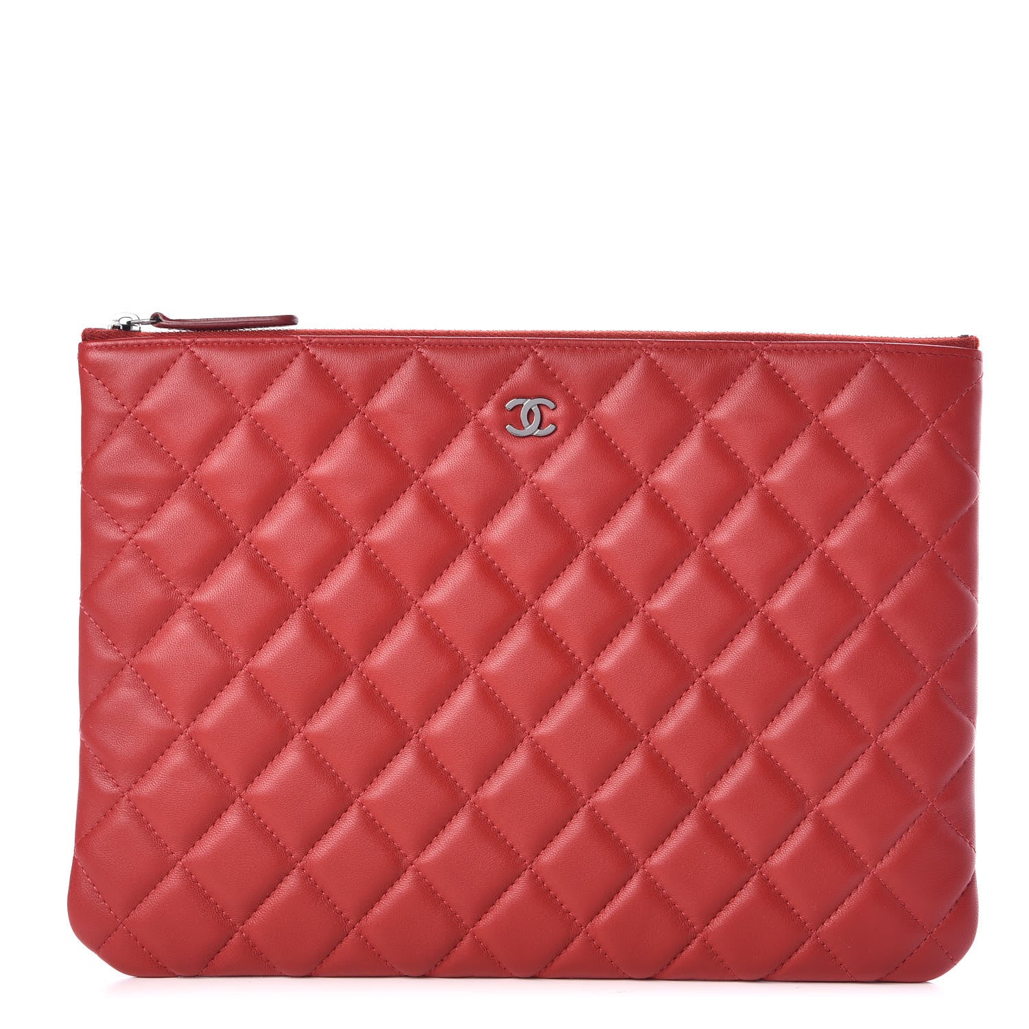 Chanel Lambskin Quilted Medium Cosmetic Case Red 1 of 10