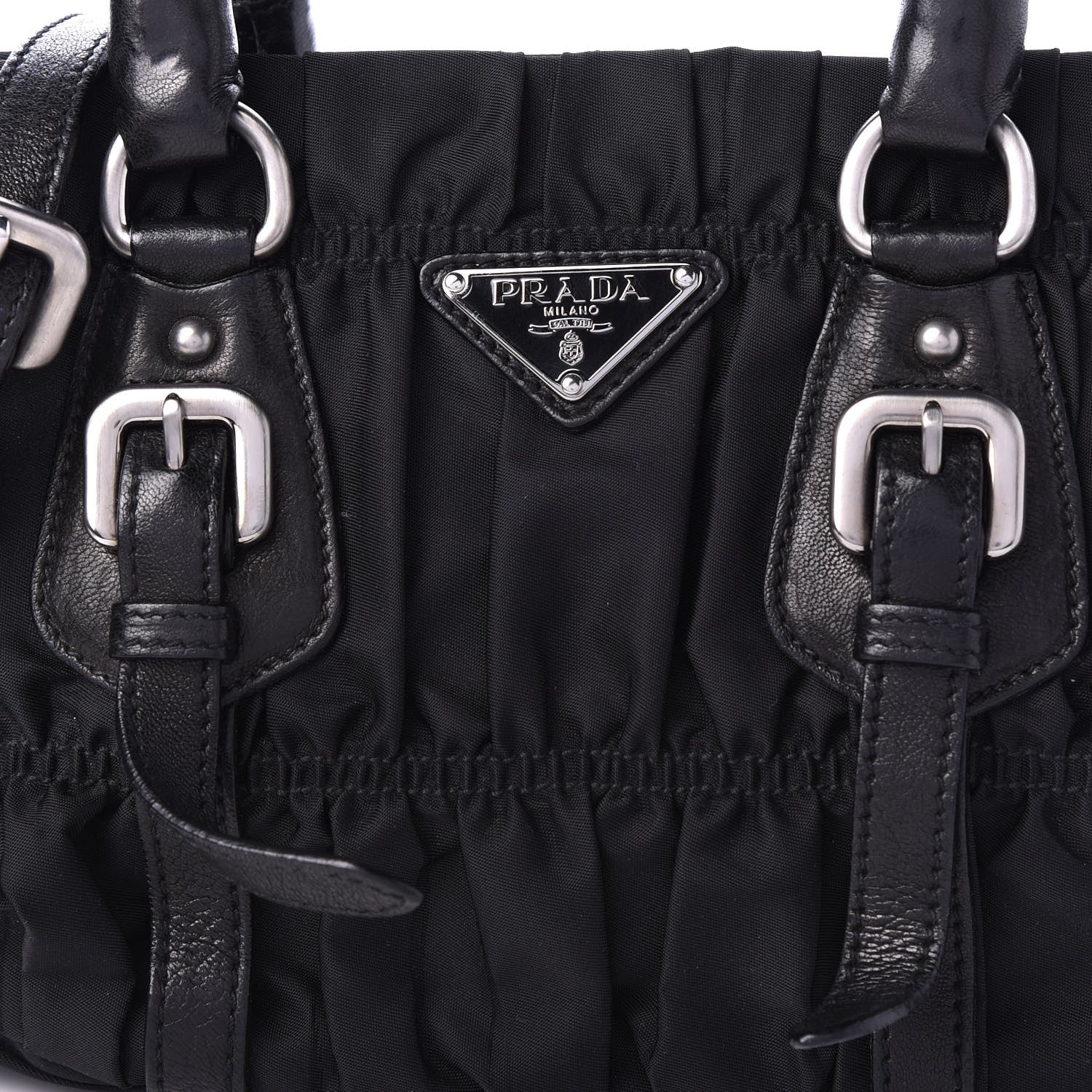 Prada Tessuto Nylon Nappa Braided Gaufre Shopping Satchel Black 8 of 8
