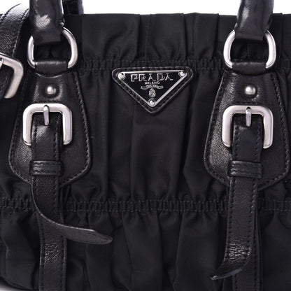 Prada Tessuto Nylon Nappa Braided Gaufre Shopping Satchel Black 8 of 8