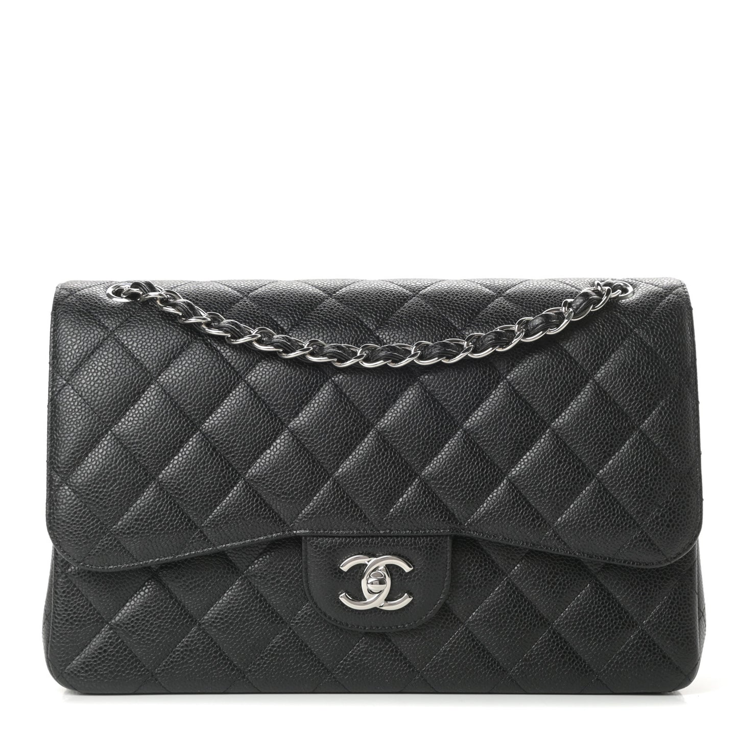Caviar Quilted Jumbo Double Flap Black