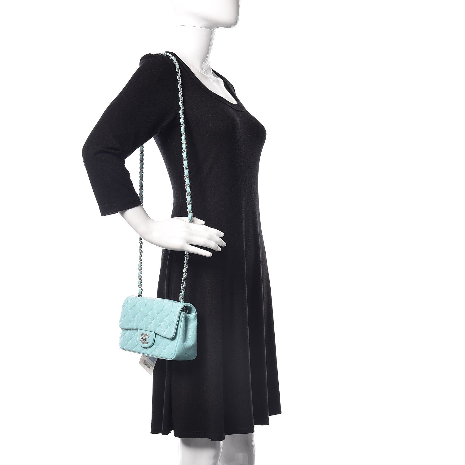 Chanel Lambskin Quilted Mini Rectangular Flap Light Blue 2 of 10